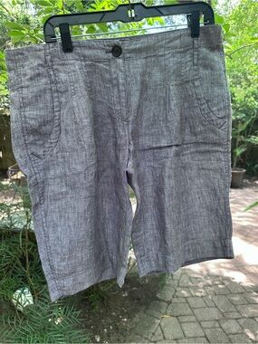 Women Gray Linen-Blend Casual Shorts